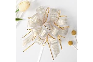 Ainmto 10 Stück Geschenkschleife Groß(16cm),Geschenkbänder Ziehschleife Weiß,Weisse Dekoschleife für Geschenkverpackung Auto Deko