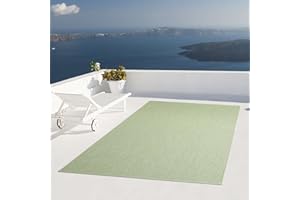 Taracarpet Outdoor Teppich Wetterfest Wohnzimmer Balkon Küchenteppich Flachgewebe Sisaloptik Einfarbig Uni grün 120x160 cm
