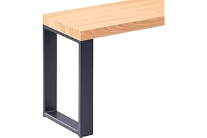 LAMO Manufaktur Banco para Mesa de Comedor 30x100x47 cm (Ancho x Largo x Alto), Patas para Muebles Modelo Simple Gris/Asiento Natural, LSB-01-A-002-100-7016S