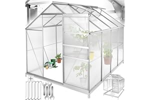 tectake® Serre de Jardin avec Base en Aluminium Polycarbonate pour Potager Exterieur Serre de Jardin pour Hivernage Tente Abri pour Les Plantes Serre à semis Jardinage - 250x185x195 cm