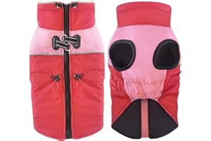 Dolahovy Chaqueta de Perro Impermeable Chaqueta de Invierno, Ropa de Mascota a Prueba de Viento Saltador Grande Abrigo de Perro Chaqueta de Lana Traje de Cachorro pequeño y Mediano (Rojo, 6XL)