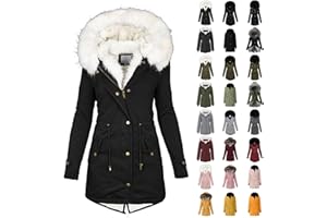 Cunhuan Winter Jackets for Women uk Winter Coats Thick Fleece Lined Warm Zip Up Plus Size Outerwear with Fuffly Hood Parka Jackets Long Sleeve Tops Outerwear Outfits Sweatshirts Overcoats