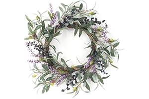 BFYDOAA Artificial Olive Berries Wreath,Door Wreaths,Olive Leaf Wreath for Front Door Wedding Farmhouse Garden Fireplace Indoor Outdoor Wall Home Decor