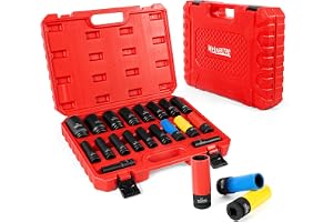 Meiwaltee 1/2 tum slagskruvdragare set 10–32 mm, 19 delar Impact Socket set, med 3 delar 1/2 tum kraftskyddssats aluminiumfäl