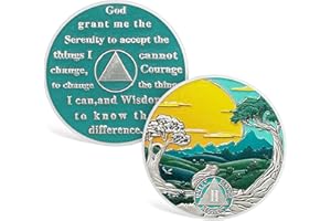 ‎ACGZQY ACGZQY Nüchternheitsmünze - 2 Jahre Nüchternheitschip Grüner Wald Sonnen-Wiederherstellung Berg Baum Straße NA AA Chips und Medaillen Sober-Token Anonyme Alkoholiker Nüchternheitsgeschenke