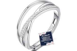 RANKEEF Silberring Damen 925 Silber Für Immer Verbunden Verstellbare Ring Geschenk Für Damen Und Mädchen Mit Inspirierender Karte