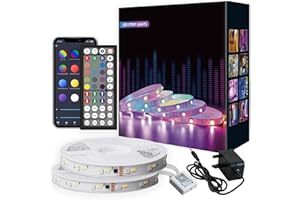 LATKRUU LED Strip Lights with Remote, 30M LED Lights Bluetooth RGB Lights Tape Lights with 44-Keys Remote Music Sync Colour Changing Mood Strip Light for Bedroom Decoration[Energy Class A+]