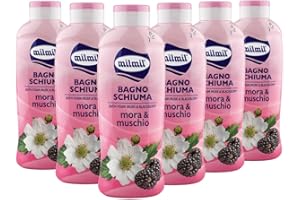 Milmil Bagno Schiuma, Fragranza Mora & Muschio, Dermatologicamente Testato PH Fisiologico - 6 x 1000 ML