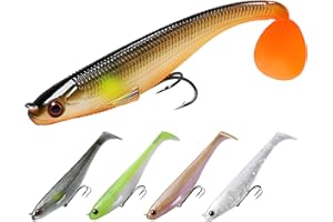 ‎TRUSCEND TRUSCEND Angelköder Gummifische Kunöder Gummiköder Set Fische Angeln Forelle Zander & andere große lebend Köder Jigköpfe, BKK/VMC-Haken, Japan-Formel, Süßwasser-Salzwasser-Fischen Geschenk für Männe