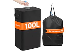Lifewit 100L Collecteur de Bouteilles avec Couvercle, Poubelle Tri Selectif pour Plastique, Bouteilles Verre, Poubelle Exterieur de Recyclage avec Trou, Poubelle Cuisine Rangement de Bouteilles, Noir