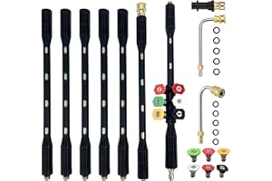 HOLDONELIGHT 10 Pcs Pressure Washer Extension Wand with Karcher Adapter Compatible for Karcher K Series K2 K3 K4 K5 K6 K7, 4000PSI Gutter Cleaning Tools Extension Lance, 1/4 Inch Quick Connect, with 6 Nozzle Tips