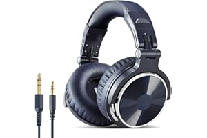 OneOdio Pro-10 Over-Ear Headphones, Wired DJ Bass Headsets with 50mm Driver, Foldable Lightweight Hi-Res Headphones and Microphone for Recording Monitoring Podcast Guitar PC TV (Blue)