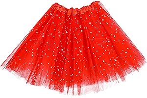 Yolev Tutu para Mujer Falda de Tul de 3 Capas con Estrellas de Lentejuelas Adulto Adolescente Tutu Retro 80s Fiesta Halloween Carnaval Disfraz