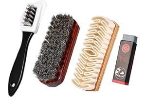 TANGHSE Suede Brush Kit - 4Pcs Nubuck Brushes, Horsehair Shoe Brush, Hard-Wearing Crepe Brushes, Multifunctional Nylon Bristle Shoe Brush Set with Suede Eraser, Shoe Cleaner for Shoes Boot Leather Cleaning