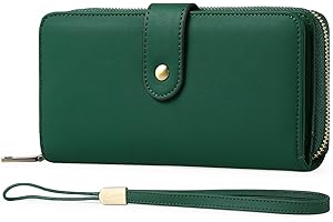 GAEKEAO Ladies Purse RFID Blocking Leather Large Capacit Women's Wallet with Multiple Card Slots and Zipper Pocket