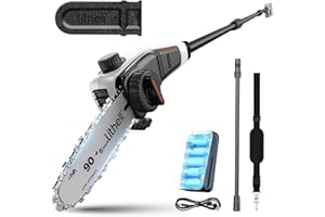 Litheli U20 Akku Hochentaster 20V mit 20 cm Schwert, Teleskop-Hochentaster mit 10000 mAh Akku, Akku-Teleskopsäge mit 8 m/s Schnittgeschwindigkeit zum Schneiden und Beschneiden von Ästen