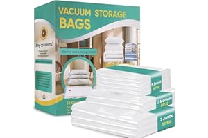 HIFREE Vacuum Storage Bags for Clothes Duvet 10 pcs, 3 Jumbo 80 * 100cm + 2 Medium 50 * 70cm + 5 Small 40 * 60cm Vacuum Pack Bags for Clothes, Vacuum Bags for Travel & Daily Use