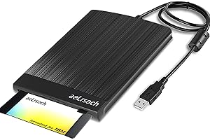 AELRSOCH Unidad de Disquete, Unidad de Disquete Externa de 3,5 Pulgadas, Disquete portátil FDD de 1,44 MB, Compatible con Windows 2000 / XP // 7/8 PC, sin Controlador Adicional, Plug and Play