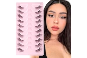 Parriparri Medias Pestañas Postizas Naturales Pestañas Ojo De Gato 10 Pares Cat Eye Lashes Suave Half Lashes 3D Faux Mink Eyelashes