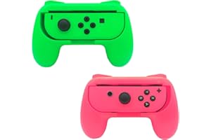 FASTSNAIL Grips Compatible with Nintendo Switch Joy-Con&Switch OLED Model, Wear-resistant Handle Kit Gamepad Replacement for Nintendo Switch Joy Cons &Switch OLED Model for Controller(Green,Pink)