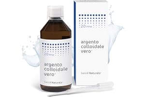 SANTE' NATURELS Argento Colloidale Vero ● 20 ppm 500 ml ● Particellare non Ionico con Forte Azione Antibatterica e Cicatrizzante ● Certificato e Prodotto in Italia ● Ebook in Omaggio