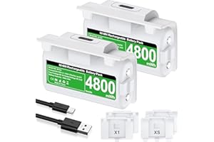 HELLCOOL Rechargeable Battery Pack for Xbox Controller, Battery Pack with 2×4800mWh/LED Indicator/12 Hours Playtime,Play and Charge Kit for X-box One/S/X/Elite, Xbox Series S/X Interactive Gaming Figures