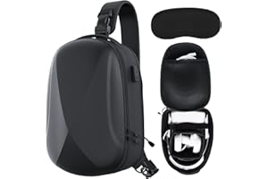 Zybervr Harter Tragekoffer für Meta Quest 3 Zubehör, schwarzer Rucksack Reisekoffer für Oculus Quest 2/Pro mit Ladeanschluss