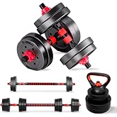 JUPPLIES Adjustable Dumbbell Set 2 in 1 | 22 lbs 20 kg 35 kg | Dumbbell Kit with Adjustable and Non-Slip Straight Bar - Dumbb