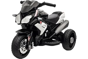 HOMCOM Kids 6V Electric Ride On Motorcycle Electric Motorbike w/Lights Music Horn 3 Wheel Outdoor Play Toy for 3-5 Years Black