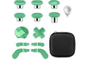 Ensemble de Boutons Métalliques pour Manette Xbox Elite Series 2 Contient 6 Joysticks à Revêtement Métallique, 4 Palettes, 2 D-pads, 1 Outil de Réglage pour Xbox Elite Series 2-Core (Vert Gazon)