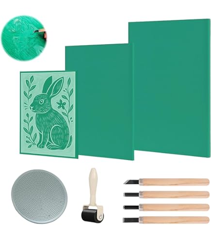 Lot De 5 Plaques De Linoléum En Caoutchouc Souple - 2A4 + A5