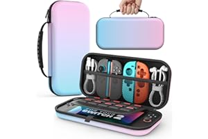 MoKo Custodia per Nintendo Switch 2 2025, Custodia da Viaggio Rigida Protettiva Portatile per Switch 2 Console Accessori, custodia sottile Cover con 10 Slot per Cartucce e Tasche, Blu Gradiente Rosa