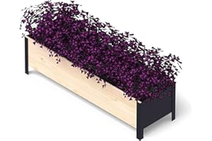 Upyard Holz Hochbeet für Garten, Terrasse und Balkon - Blumenkasten mit Innenvlies und wasserdichter Kunststoffeinlage - Pflanzkasten für Innen- und Außenbereich, 118x36x32, Natur