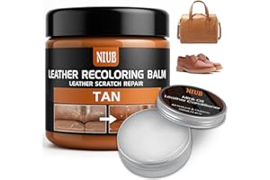 NIUB Kit di Riparazione per Pelle - Crema di Riparazione in Pelle per Divani, Sedili Auto - Ripara Graffi, Crepe e Strappi - Ricolorante per Pelle - Marrone Chiaro con Olio condizionatore per Pelle