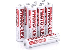 PHOTOOLEX AAA Rechargeable Batteries 1300mWh, 8 Count Lithium AAA Batteries, 1.5V High Power Output Triple a Lithium Battery 1600+ Cycles Long Lasting (No Charger)