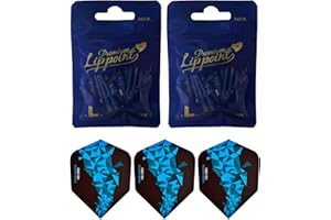 Lot de 2 pointes de fléchettes LStyle L + Ailettes Thor Darts® (2 x 30 - 2 x 50 - 2 x 6 pièces) - LSTYLE - Lip rigide - Premium Lippoint - Regular - USA - TwoTone - Natural9 - Acute - Filetage standard long 2BA - Plastic Soft Tip Dart Points (12, 60 et Lot de 100. s) avec 2 fils BA