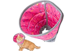 DWZAIN Cat Cone Collar Soft, Adjustable Cat Recovery Collar to Stop Licking After Surgery，Protect Neck Anti Lick for Small Dogs, Puppies and Kittens Protective Wound Healing，Rose Red， S