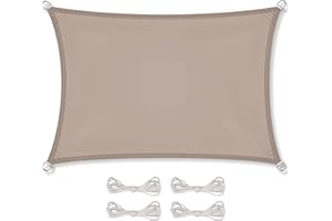 CelinaSun Toldo Vela de Sombra para jardín y balcón Incl. Cuerdas de sujeción Premium PES Poliéster hidrófugo Rectángulo 3 x 4 m marrón Topo