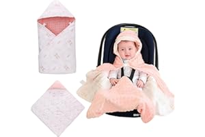 LAT LEE AND TOWN LAT Baby Car Seat Blanket,Universal Newborn Swaddling Blanket, Boy Girl Hooded Cosy Toes,Three-layer thickening Cotton Warm Baby Wrap for Pushchair, Pram, Crib, 90 x 90 cm (Rabbit)