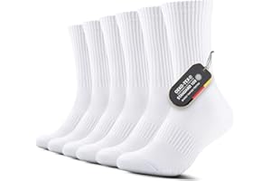 FALARY 6 Paia Calze Uomo & Donna Calzini Sportivi Lunghe Cotone Calzettoni Tennis Unisex Nero Bianco Grigio