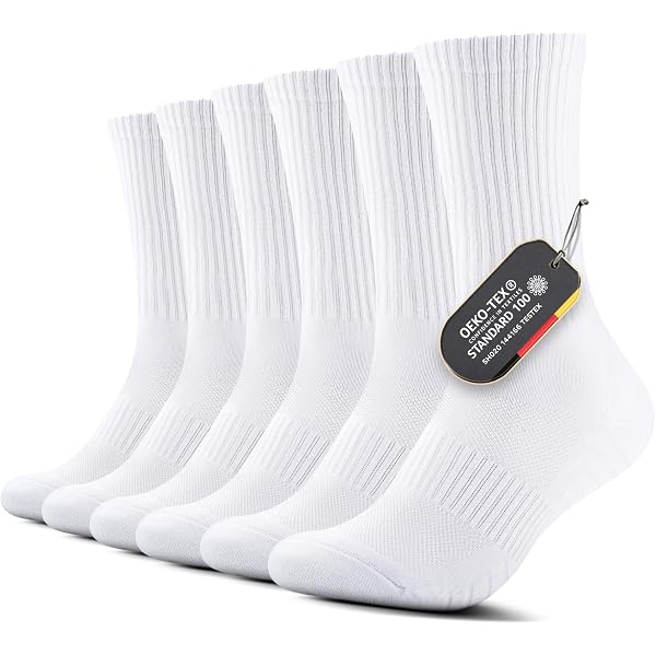 Produktbild von Niorasen Socken Herren, Gepolstert Atmungsaktive Wandersocken Sportsocken, Baumwolle Crew Tennissocken Arbeitssocken Laufsocken 5 Paar