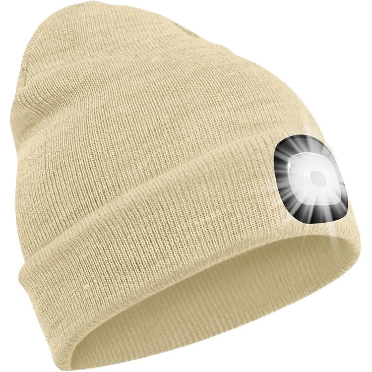 Lunartec Schwarze Strickmütze Mit LED-Licht Und USB-Ladefunktion
