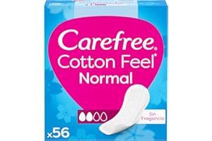 Carefree Cotton Feel Normal Sin Fragancia Protegeslips (56 unidades), protege slips de absorbencia normal y transpirables de uso diario, protege slips para todo tipo de braguitas