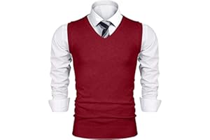 iClosam Gilet Maglione da Uomo Inverno Gilet V-Collo Cotone Casual Pullover Smanicato Maglia Sweater Felpa Men