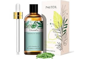 PHATOIL Huiles Essentielles de Citronelle 100 ml, Huile Essentielle d'Aromathérapie pour Diffuseurs Humidificateurs, Huiles de Parfum 100% Pures et Naturelles pour Relaxation, Sommeil, Massage