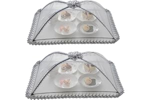WUYUE HUA 2 pezzi 40 cm x 50 cm grande rete pop-up copertura alimentare tenda ombrello, riutilizzabile e pieghevole, copertura per alimenti all'aperto picnic, rete per tenere fuori mosche, insetti, zanzare