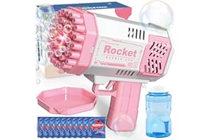 JONEG Toys for 3+ Year Old Kids Boys: Rocket Bubble Gun Bubble Machine Gifts for 3 4 5 6 7 8 Years Old Boys Girls Birthday Toy for Kid Toddlers Age 3-6 Bubble Maker Outdoor Garden Party Games Toys