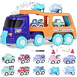 Camion Macchinine Giochi per Bambini 2 3 4 Anni, 21-IN-1 Giocattoli Cars Transporter con Luci e Suoni, Macchinine Giocattolo 