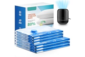 MONVANE Bolsa de Almacenamiento al Vacío con Bomba Eléctrica, 6 piezas (3J *100 x 80 cm + 3L *80 x 60 cm) Bolsas de Vacío para Viajes, Edredones, Mantas, Almohadas, Ropa de Cama