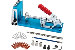 CARAMOTE Pocket Hole Jig Kit with 3 Drilling Hole Tools Dowel Drill Joinery Screw Kit All-in-One Drill Hole System Woodworking Drill Hole Jig Tool